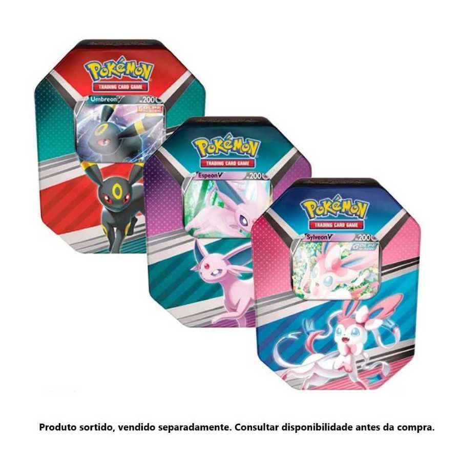 Lata Evoluções de Eevee Herois Espeon V Pokemon TCG Original Copag