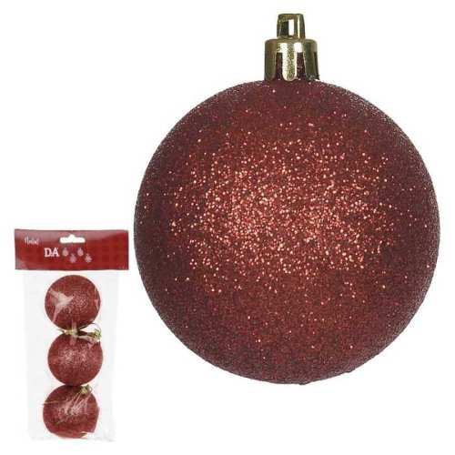 Kit Bolas De Natal Glitter 3 Unidades Vermelho 73946001 Flor